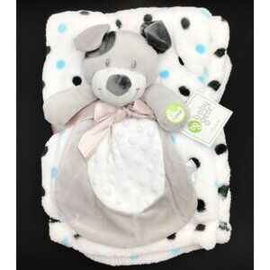 Baby Gear Plush Puppy & Blanket Gift Set White Gray Lovey Squeaks Security 30x36